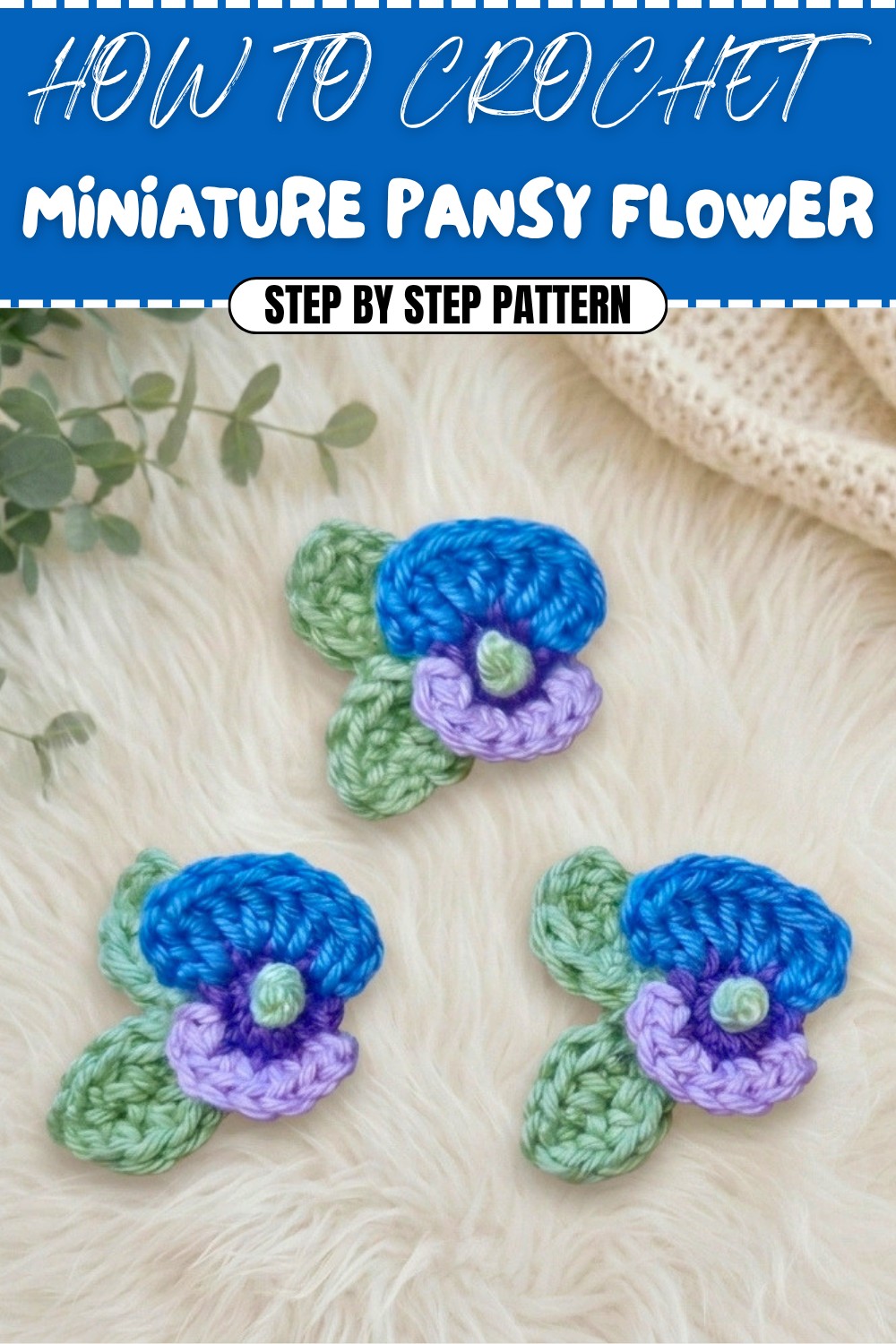 Free Crochet Miniature Pansy Flower Pattern