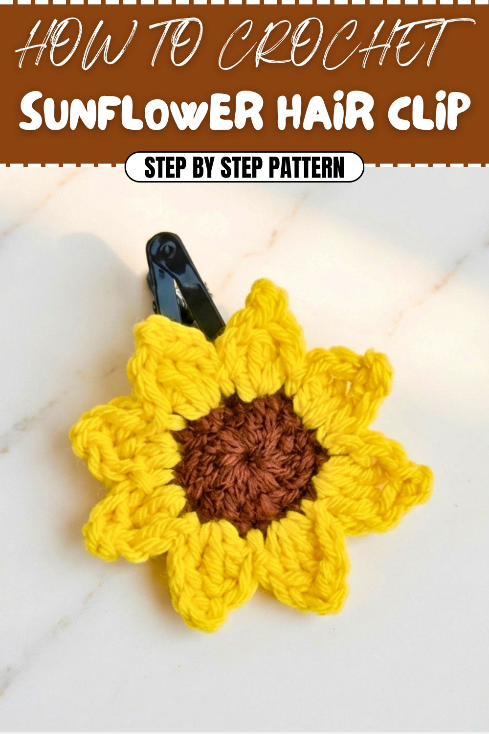 Free Crochet Sunflower Hair Clip Pattern