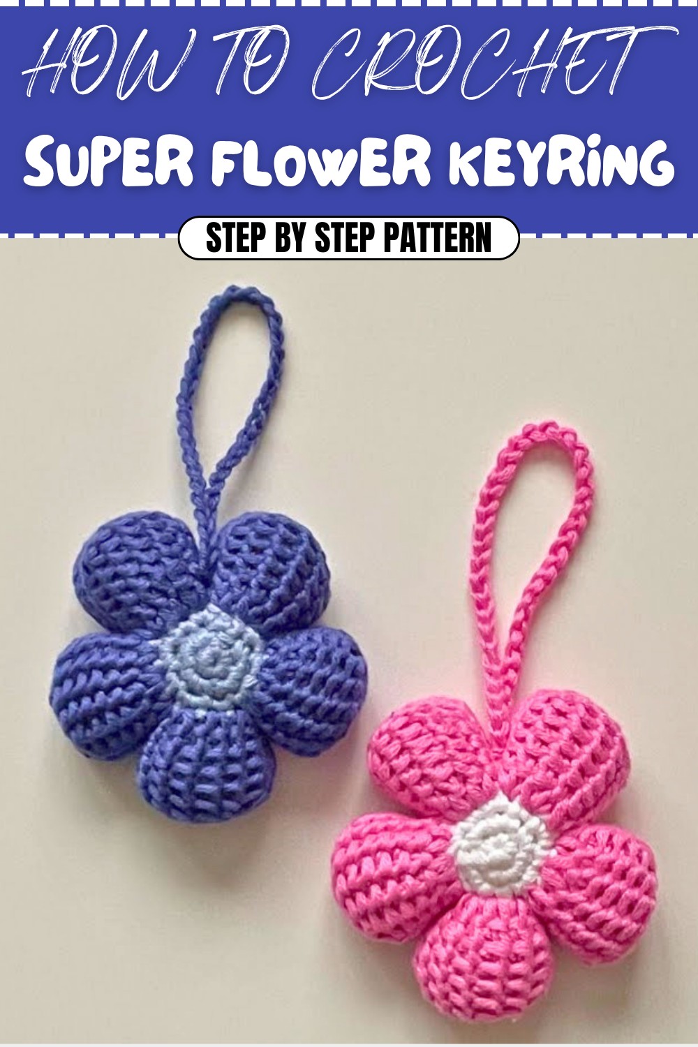 Super Crochet Flower Keyring Pattern (1)