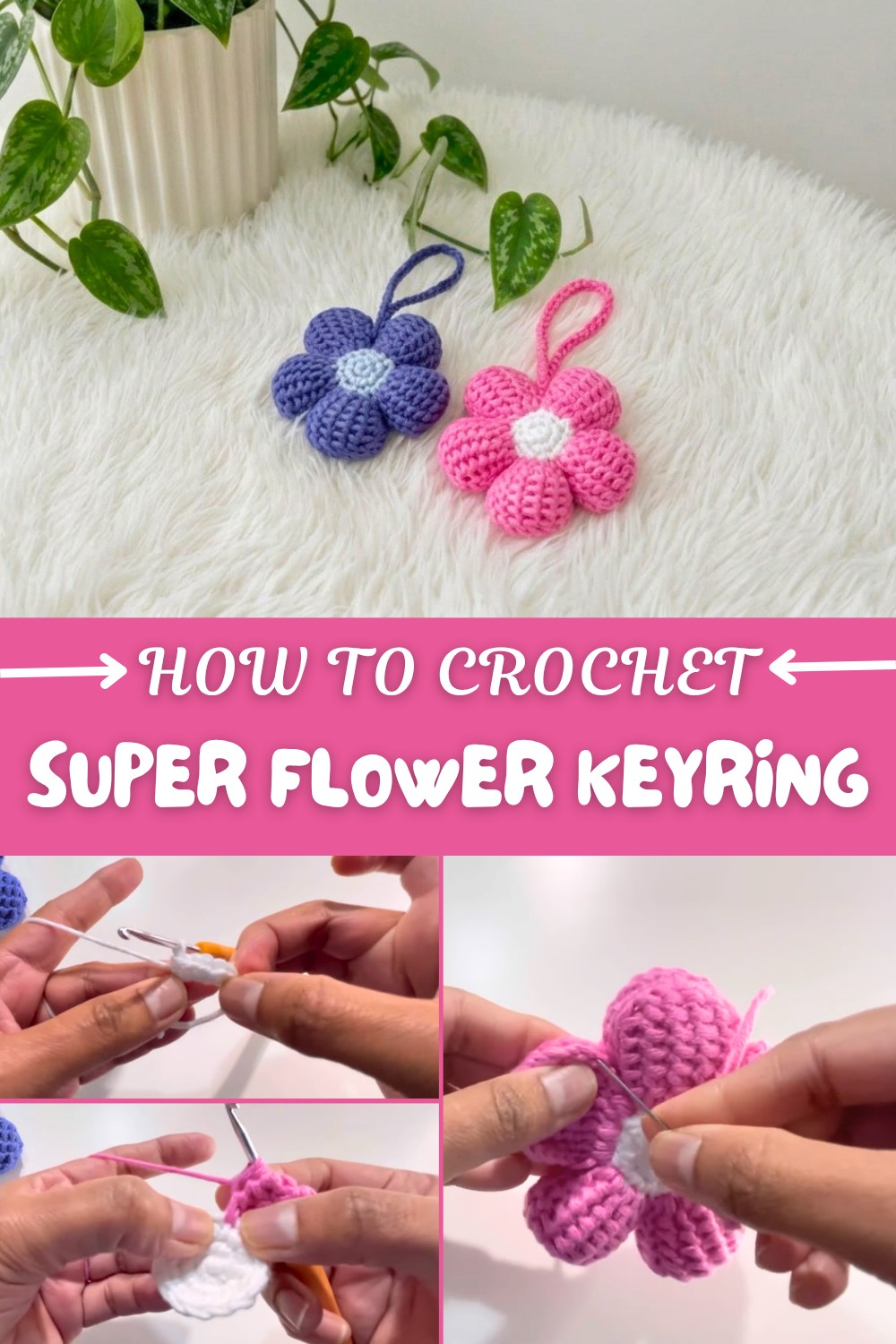 Super Crochet Flower Keyring Pattern