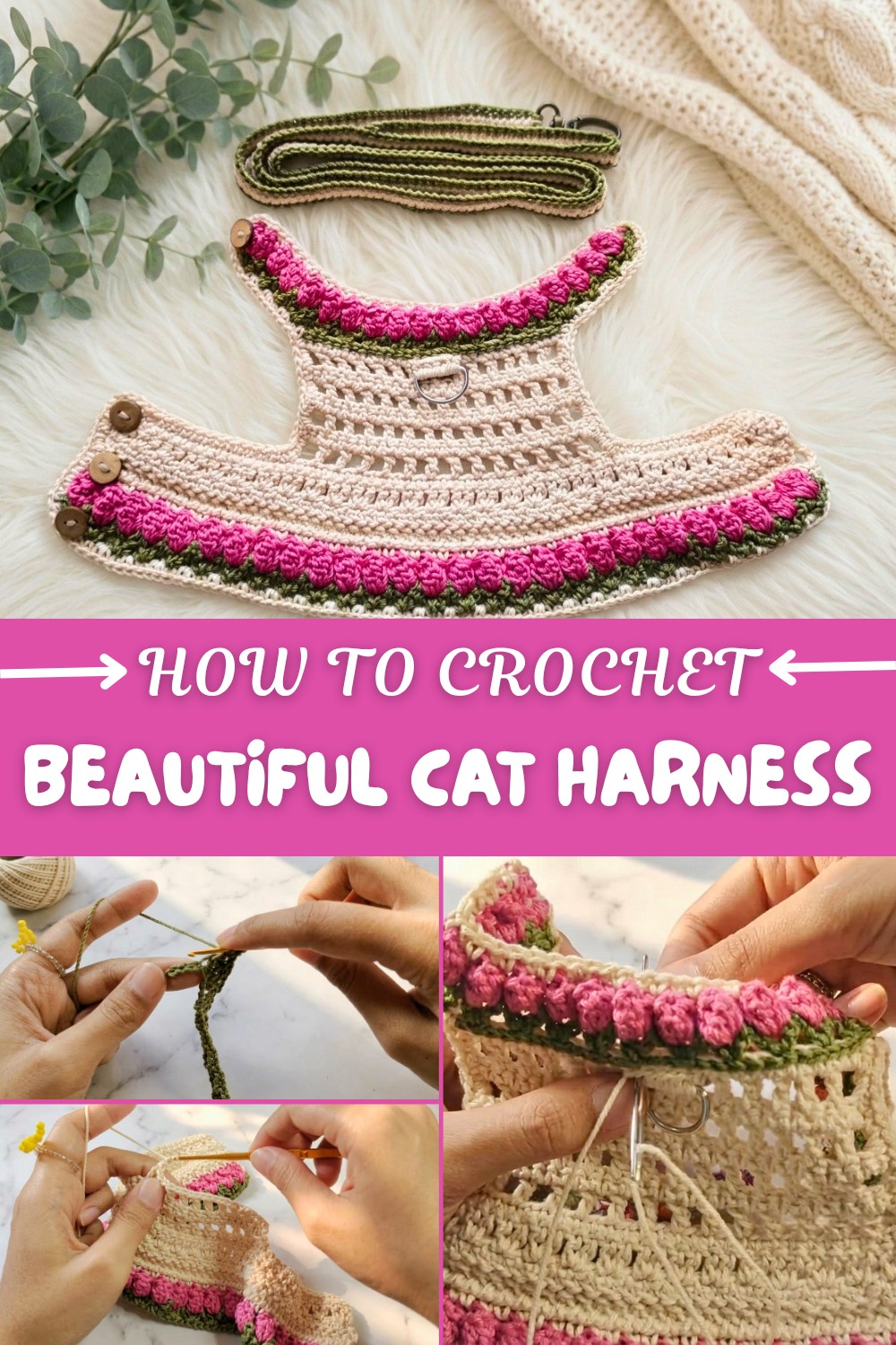 Beautiful Crochet Cat Harness Pattern