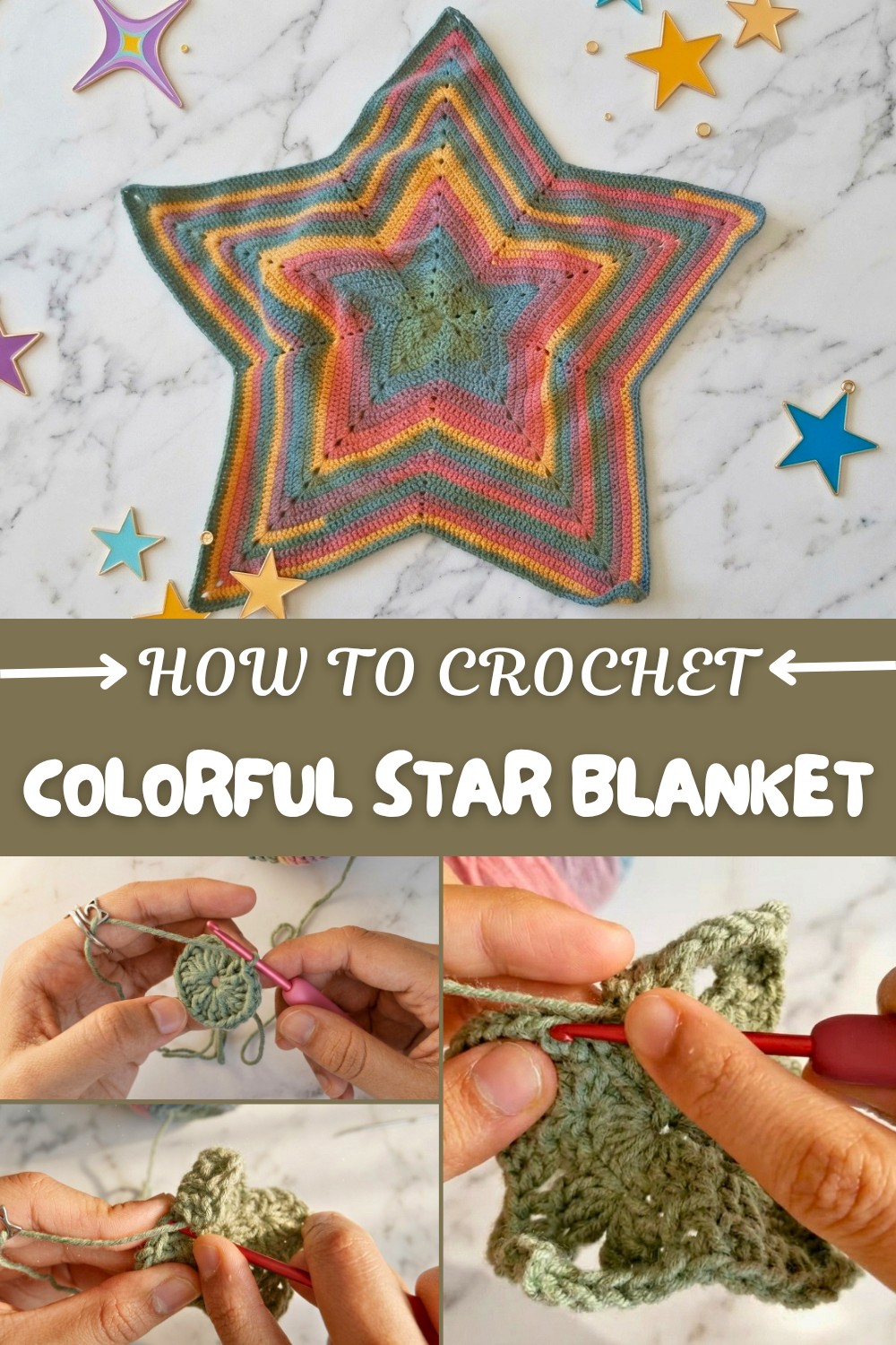Colorful Crochet Star Blanket Pattern
