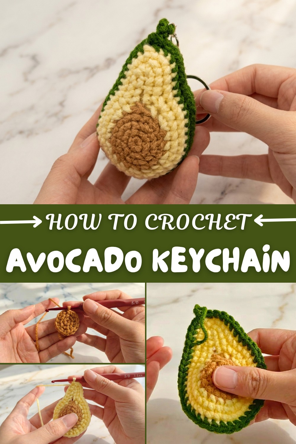 Crochet Avocado Keychain Pattern