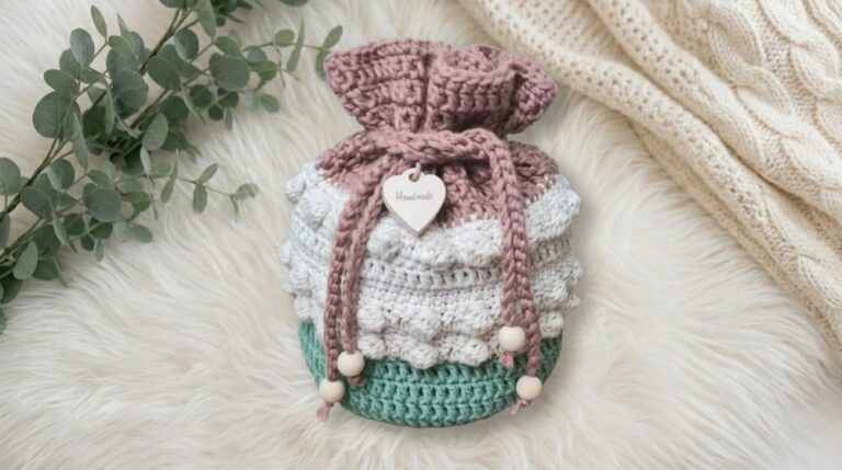 Crochet Bobble Stitch Pouch Pattern 7