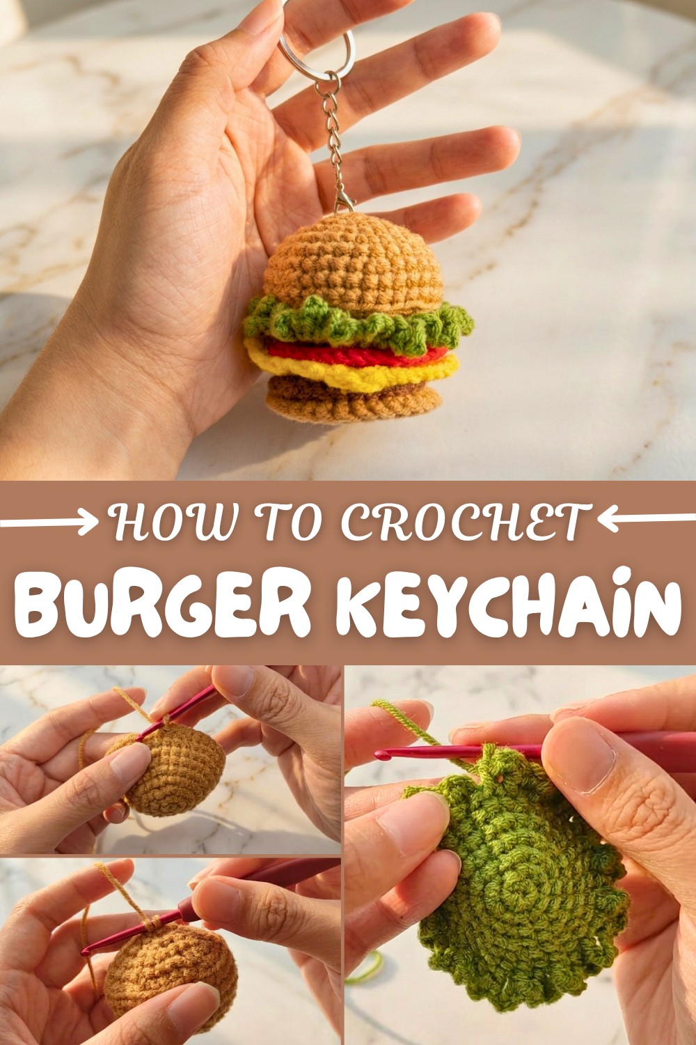 Crochet Burger Keychain Pattern