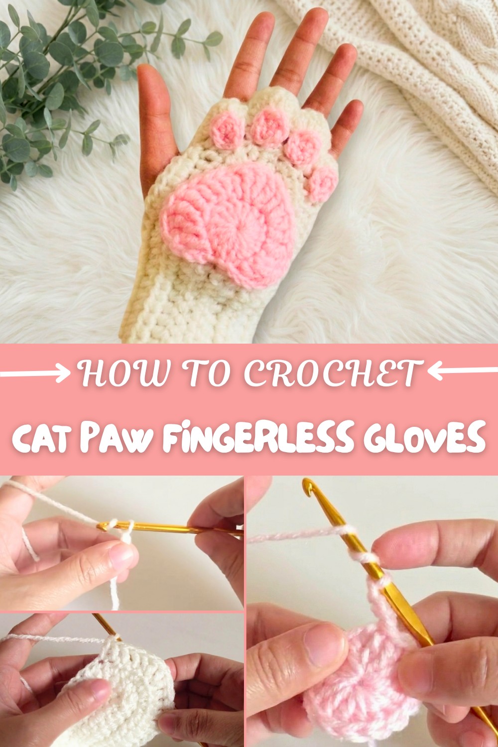 Crochet Cat Paw Fingerless Gloves Pattern