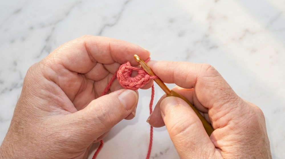 Crochet Cherry Pie Coaster Pattern 1