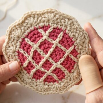 Crochet Cherry Pie Coaster Pattern 5