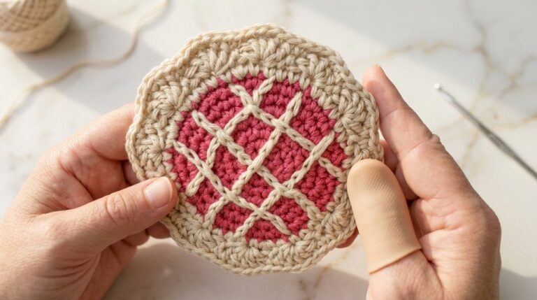 Crochet Cherry Pie Coaster Pattern 5