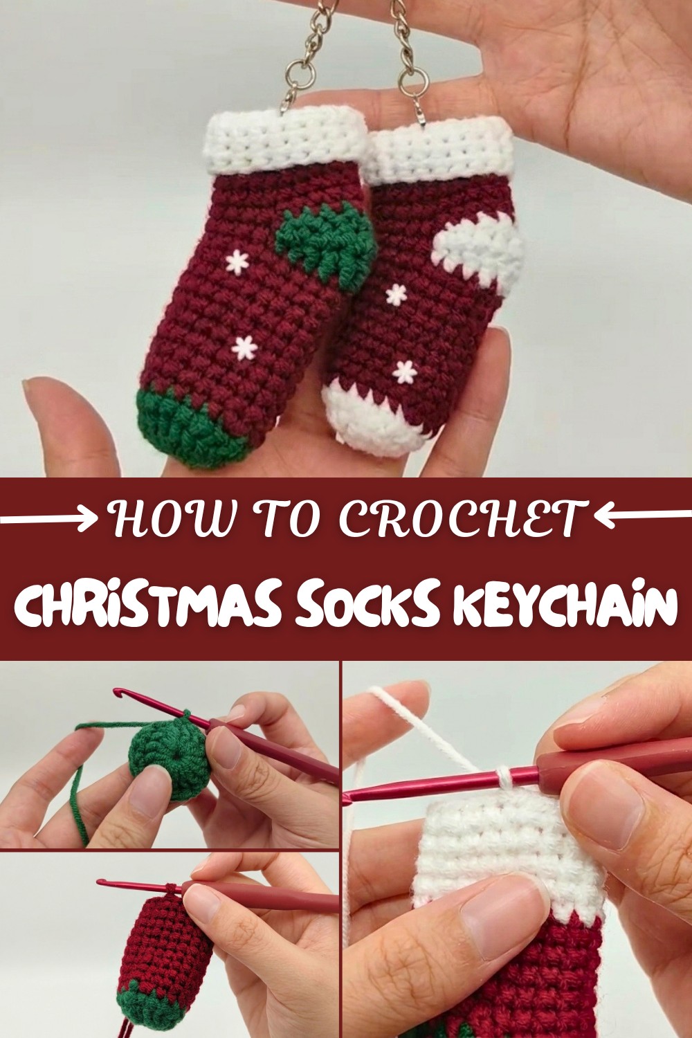 Crochet Christmas Socks Keychain Pattern