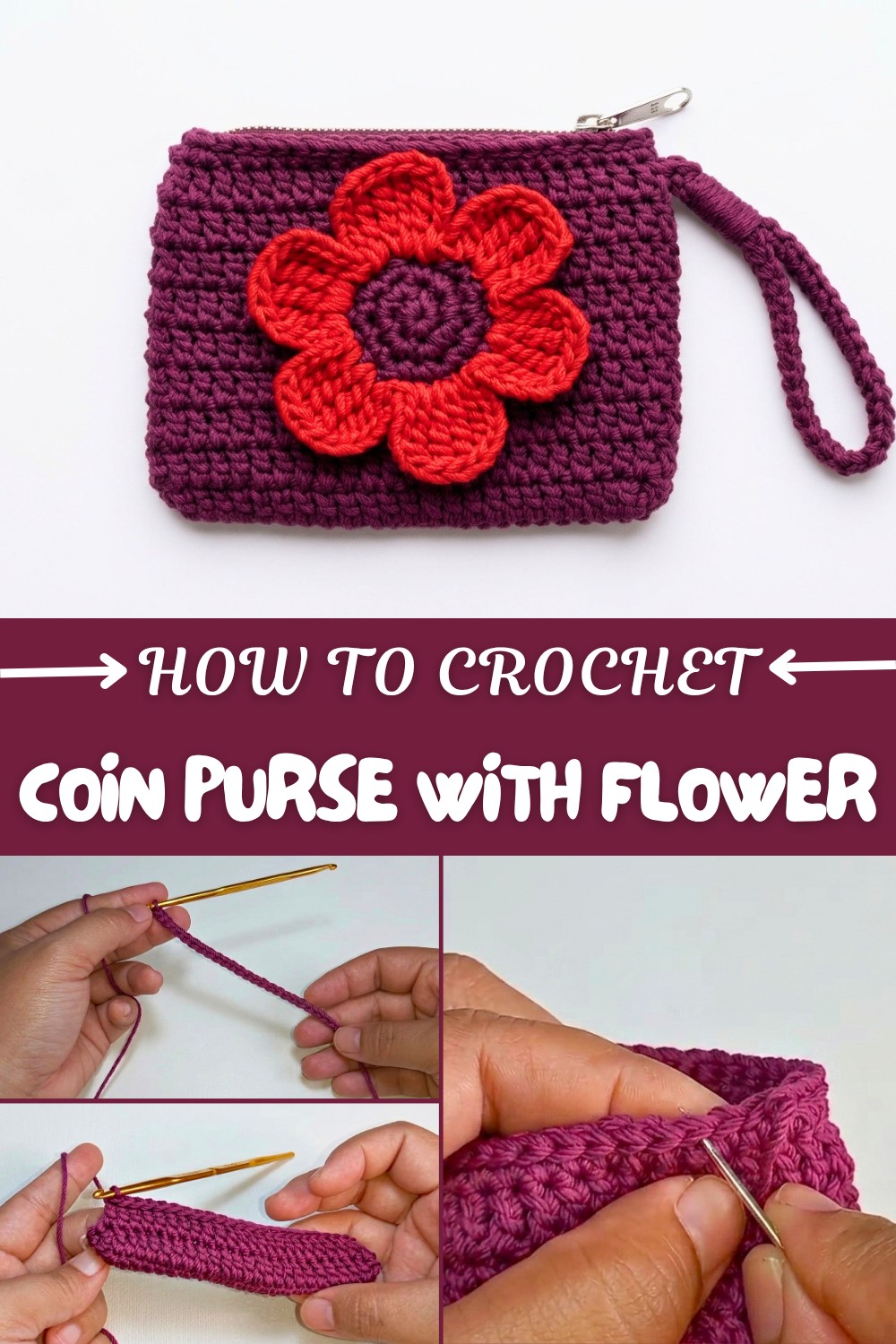 Crochet Coin Purse With Flower Pattern
