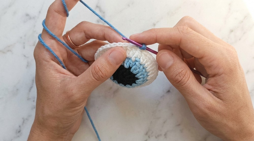 Crochet Evil Eye Keychain Pattern 3