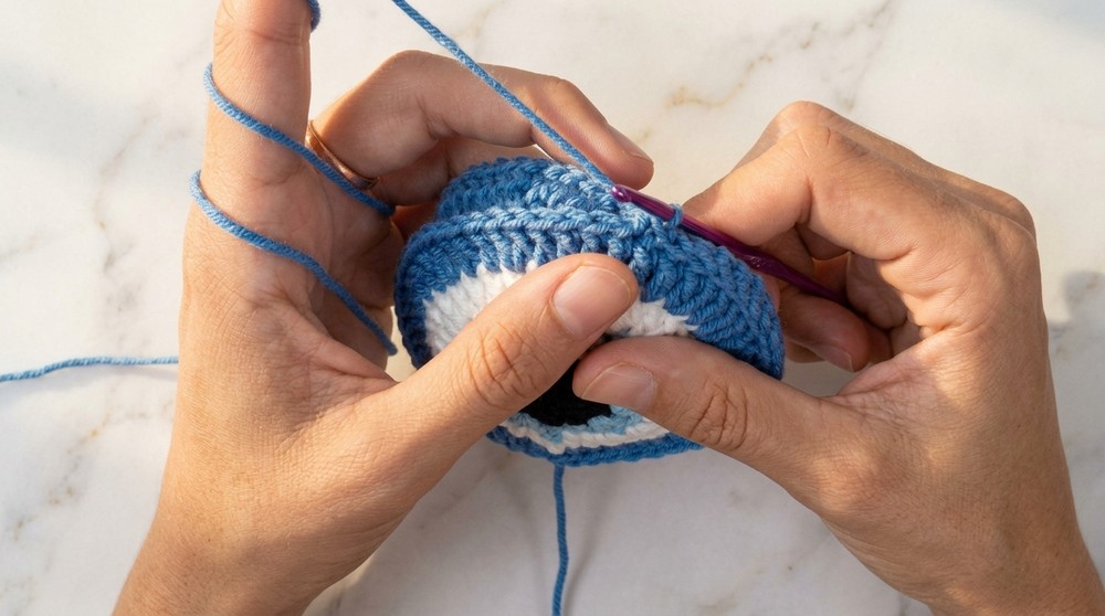 Crochet Evil Eye Keychain Pattern 4