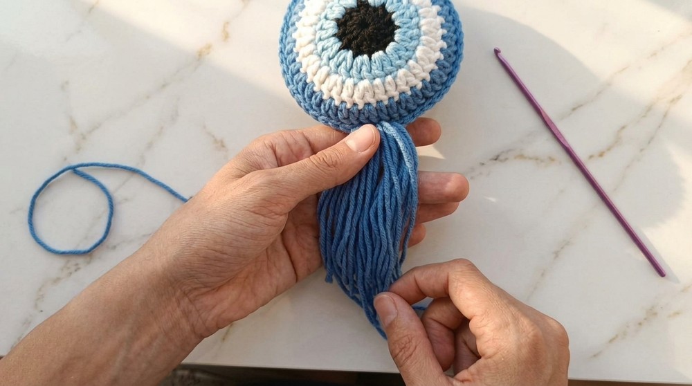 Crochet Evil Eye Keychain Pattern 5
