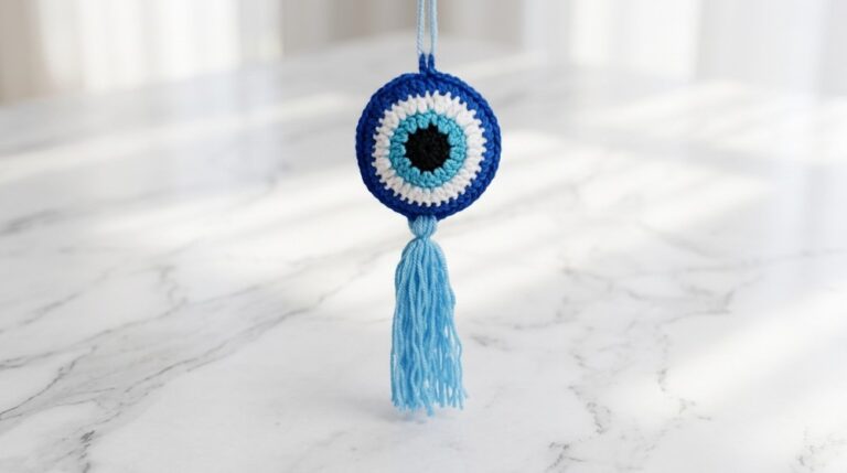 Crochet Evil Eye Keychain Pattern 6