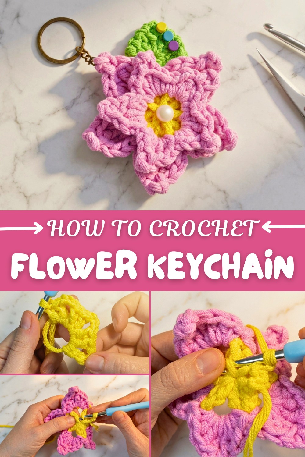 Crochet Flower Keychain Pattern