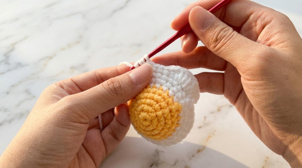 Crochet Fried Egg Keychain Pattern 4