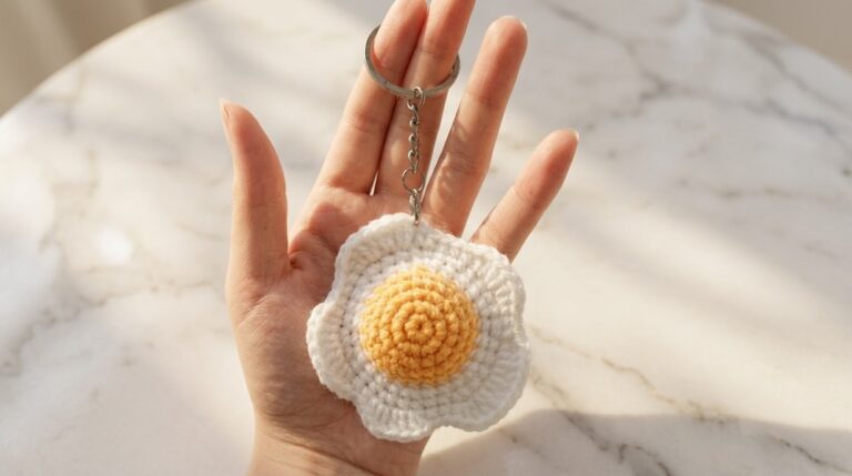 Crochet Fried Egg Keychain Pattern 5