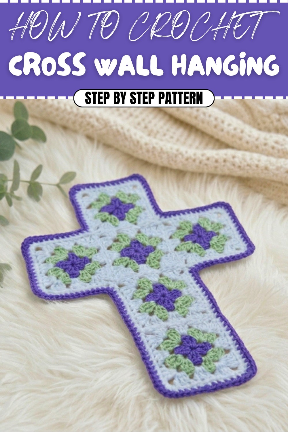 Crochet Granny Square Cross Wall Hanging Pattern (1)
