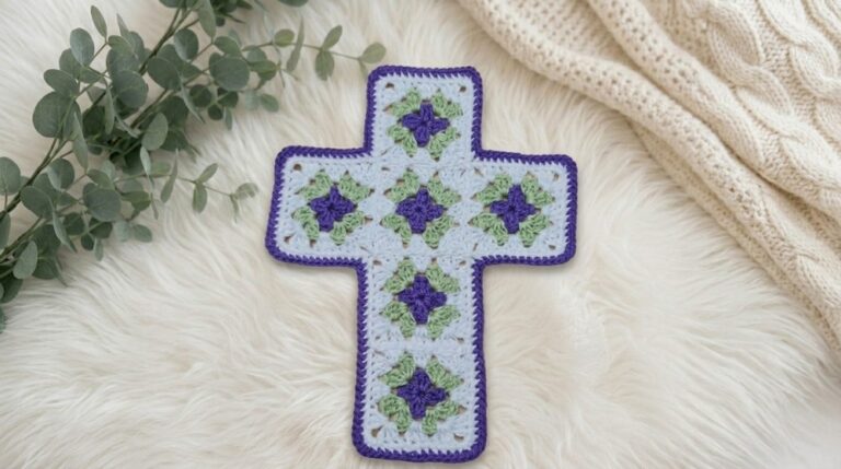 Crochet Granny Square Cross Wall Hanging Pattern 6