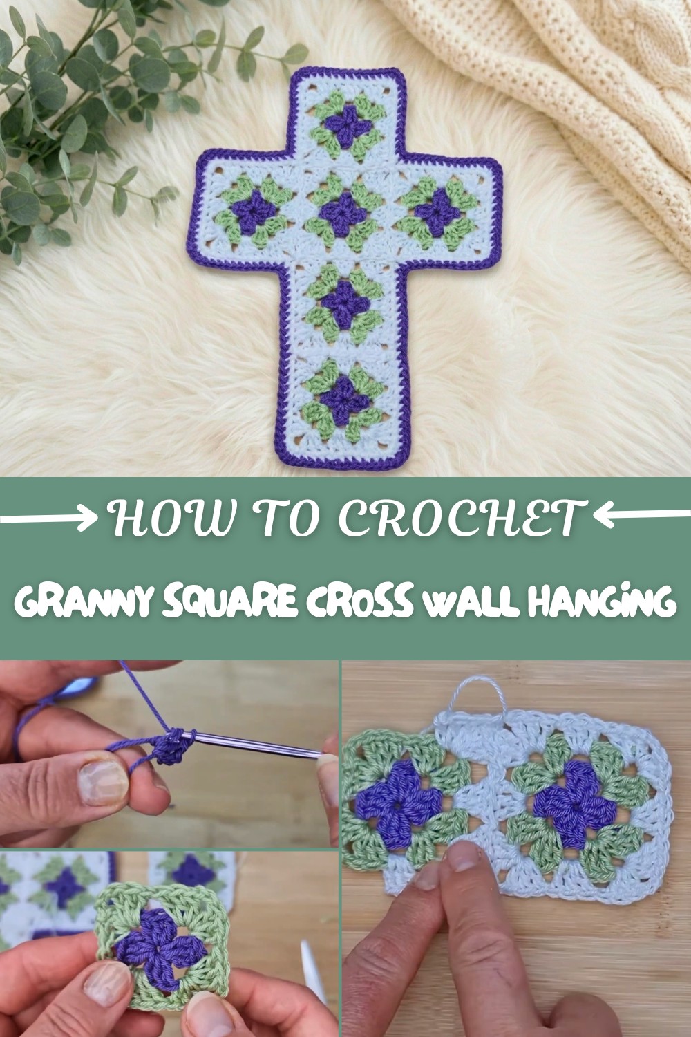 Crochet Granny Square Cross Wall Hanging Pattern