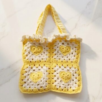 Crochet Heart Granny Square Bag Pattern 7