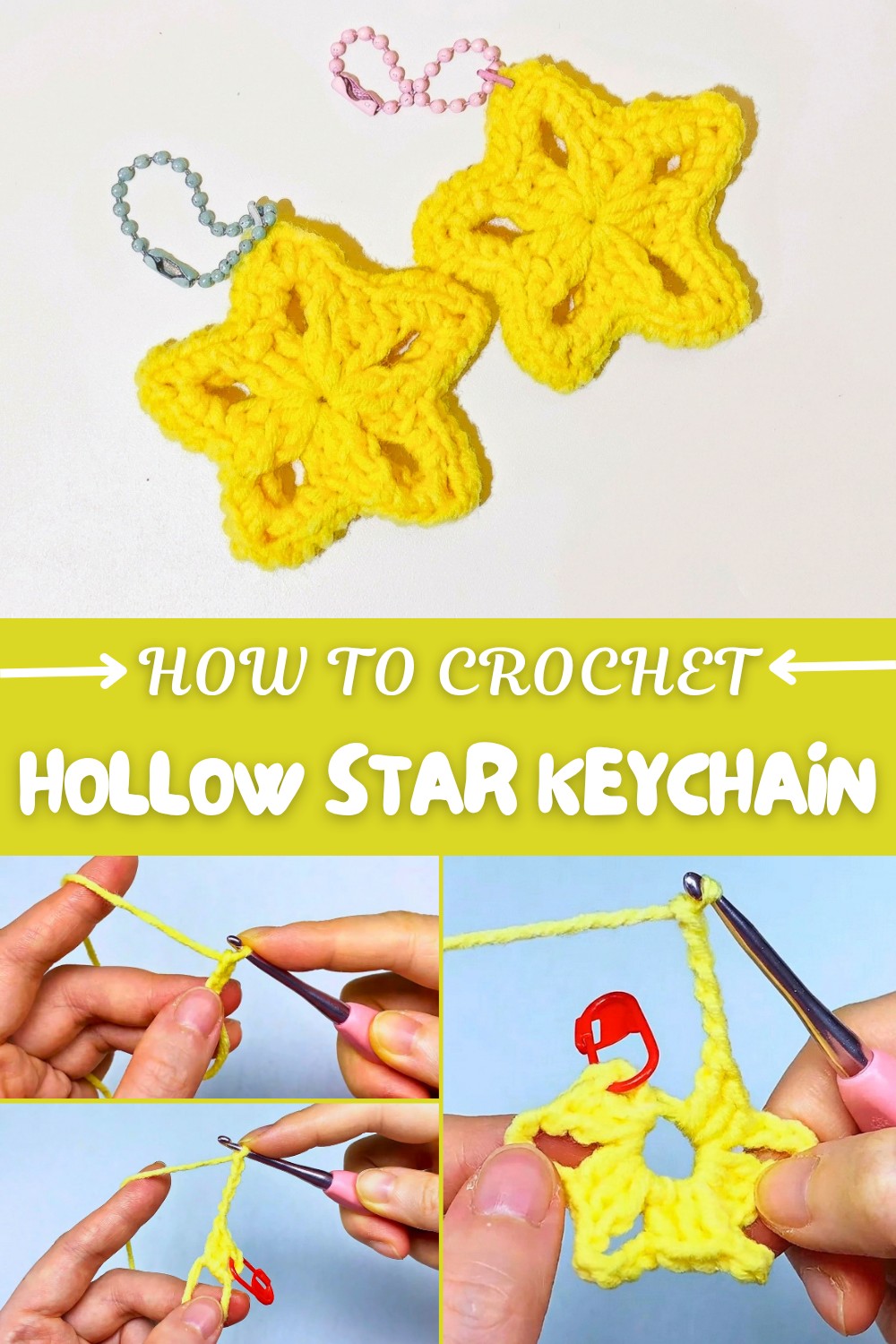 Crochet Hollow Star Keychain Pattern