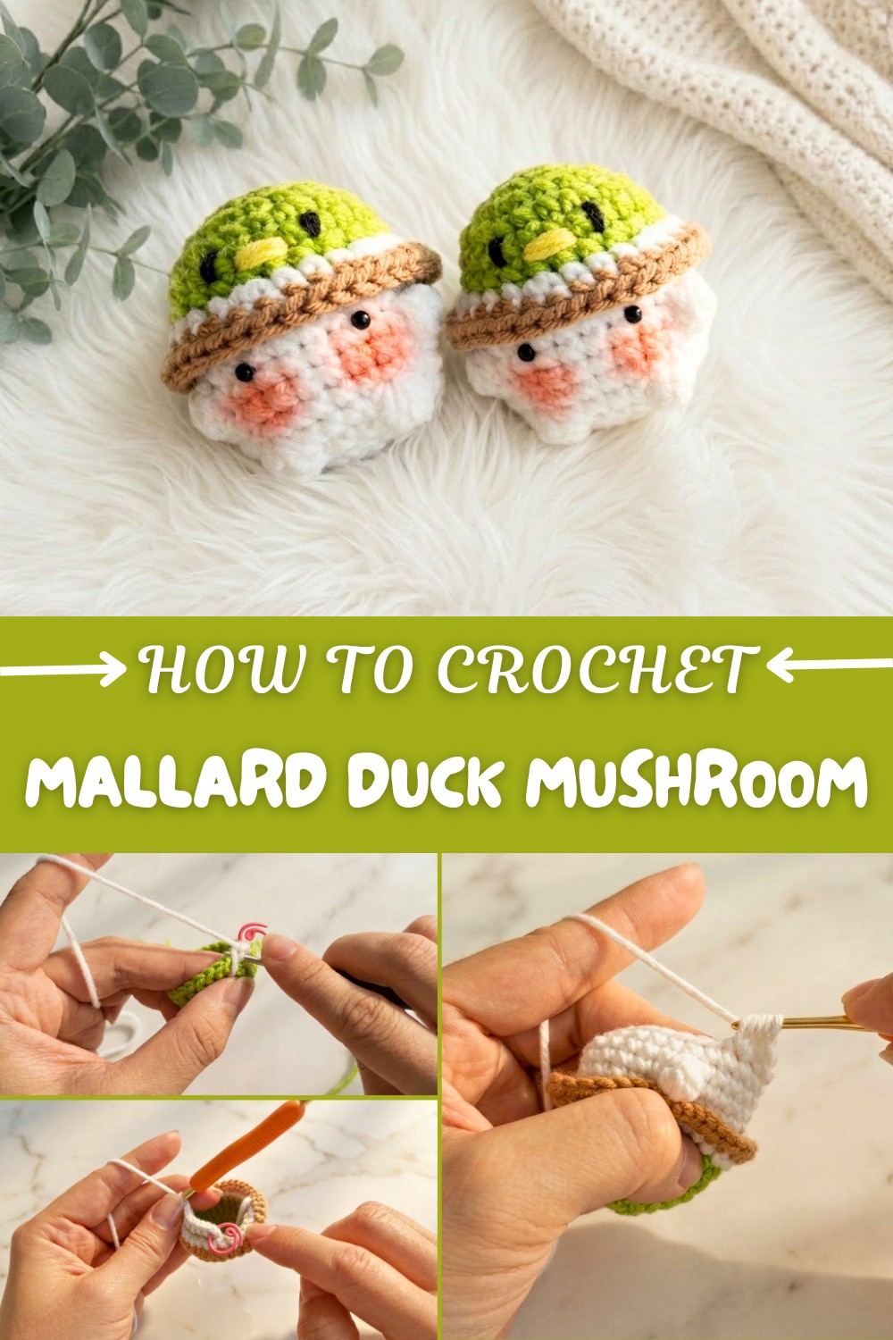 Crochet Mallard Duck Mushroom Pattern