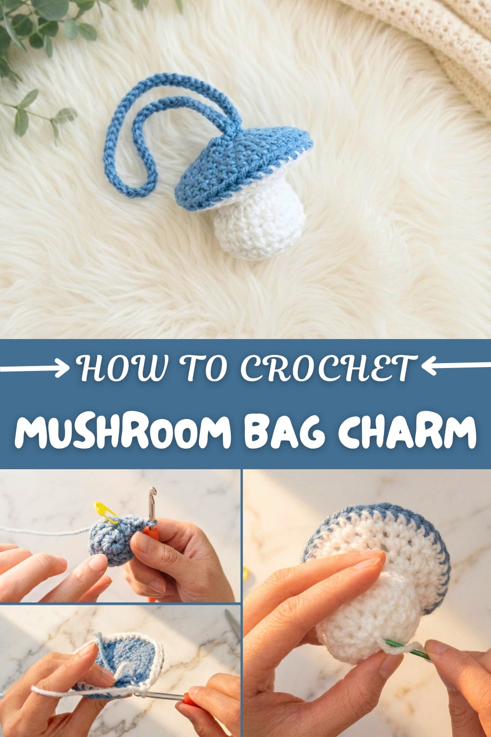Crochet Mushroom Bag Charm Pattern