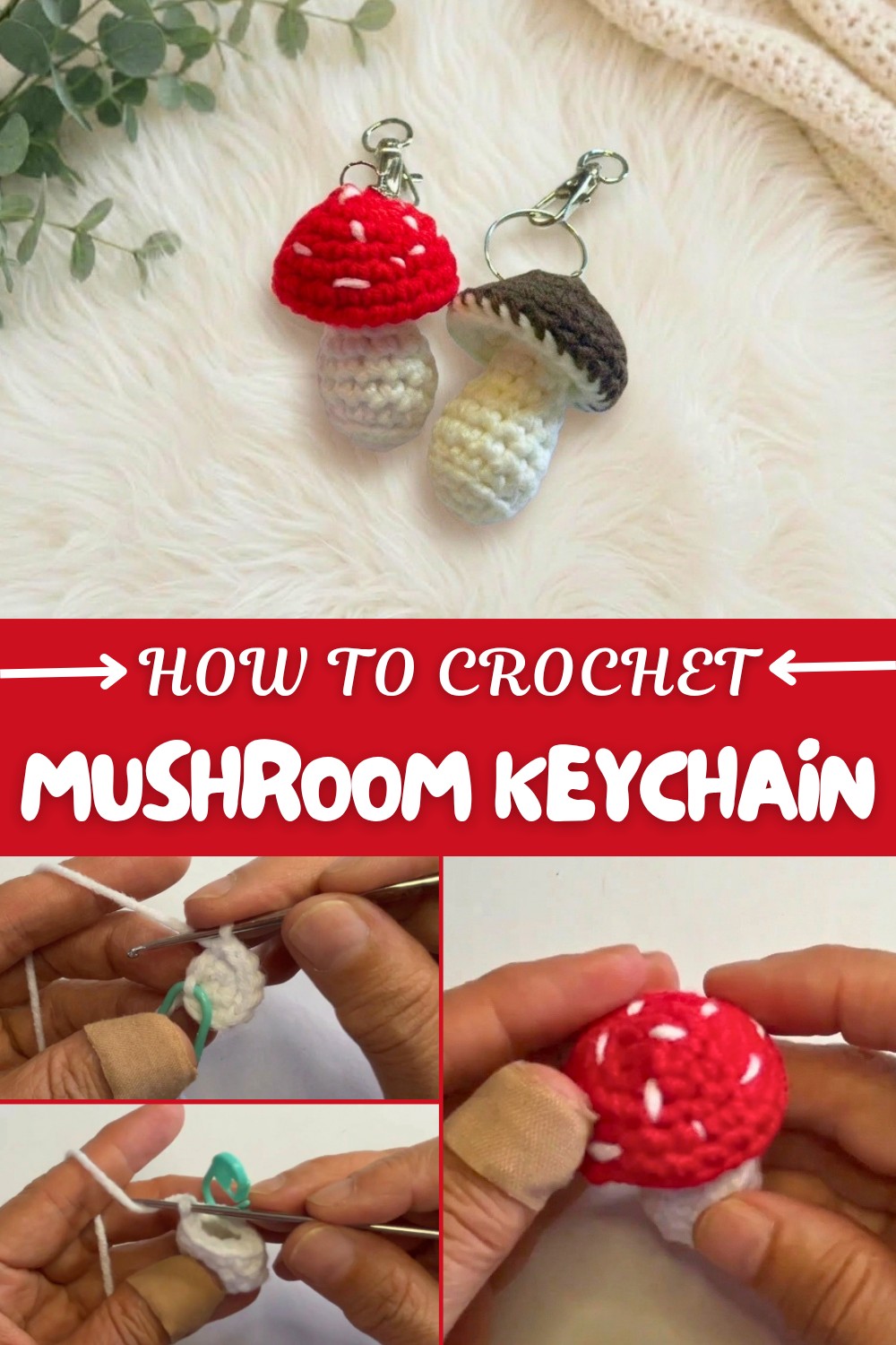 Crochet Mushroom Keychain Pattern
