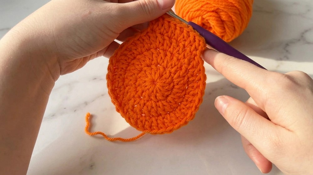 Crochet Pumpkin Coaster Pattern 3