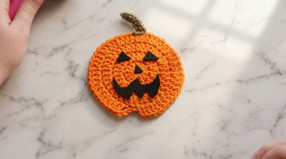 Crochet Pumpkin Coaster Pattern 5
