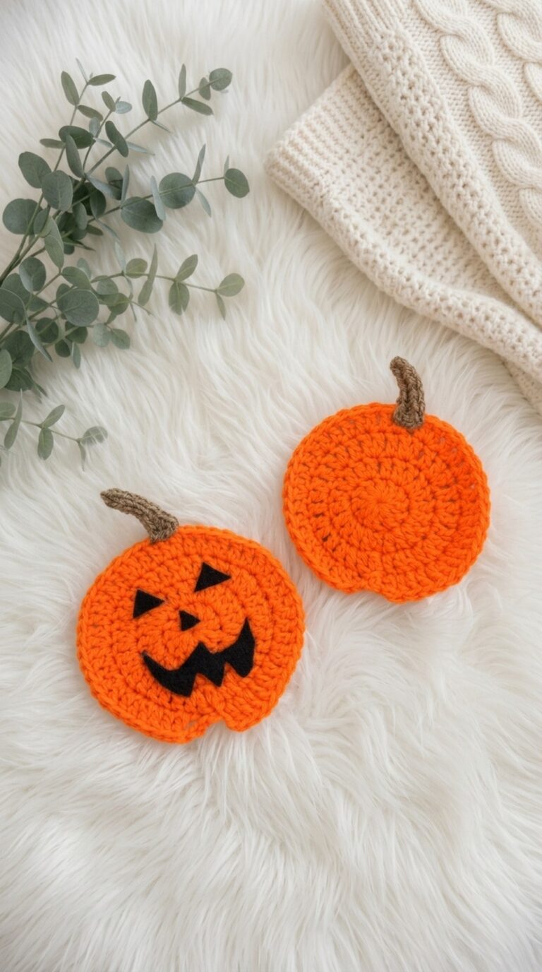 Crochet Pumpkin Coaster Pattern 6