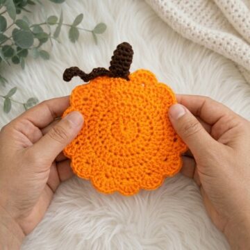 Crochet Pumpkin Coaster Pattern 6