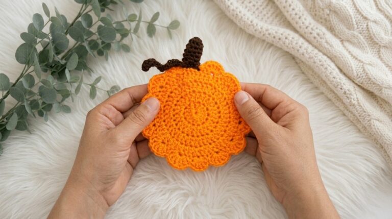 Crochet Pumpkin Coaster Pattern 6