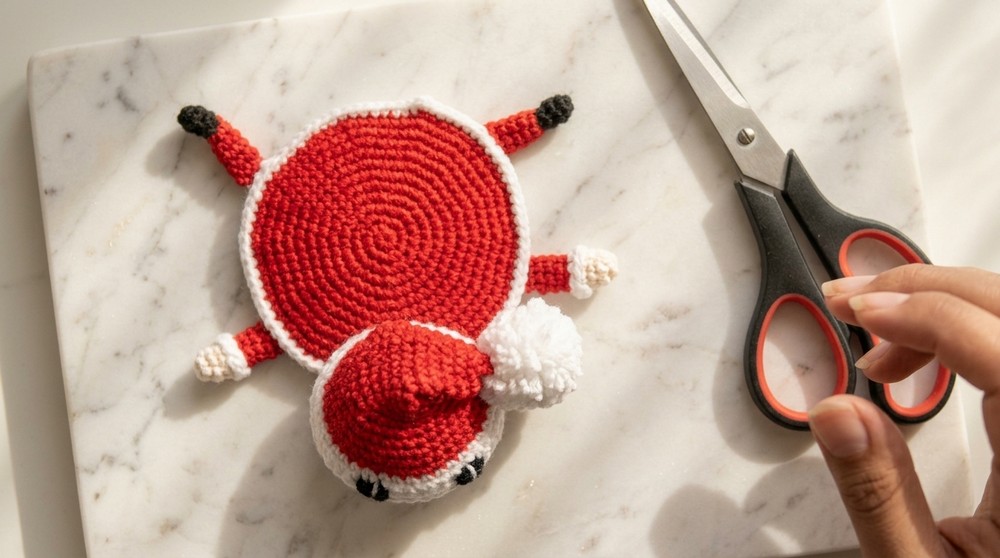 Crochet Santa Claus Coaster Pattern 6