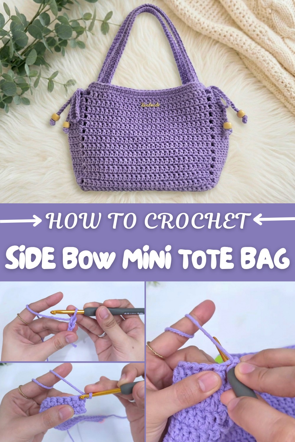 Crochet Side Bow Mini Tote Bag Pattern