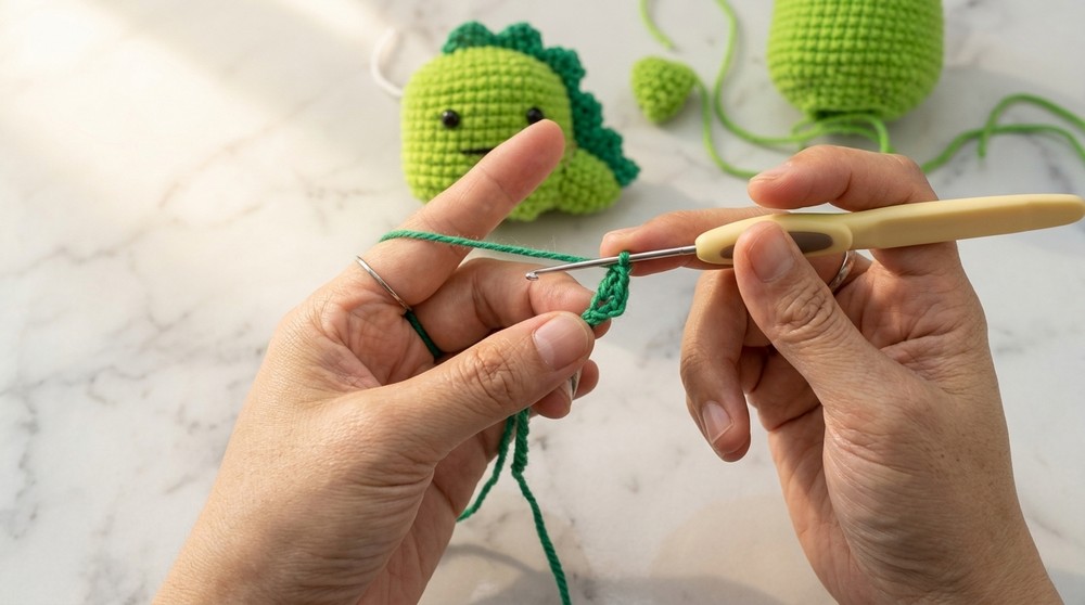 Crochet Small Dinosaur Pendant Pattern 4