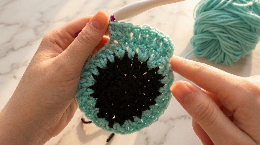 Crochet Spooky Eyeball Beanie Pattern 3