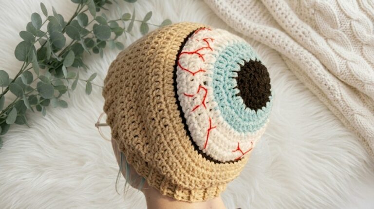 Crochet Spooky Eyeball Beanie Pattern 7