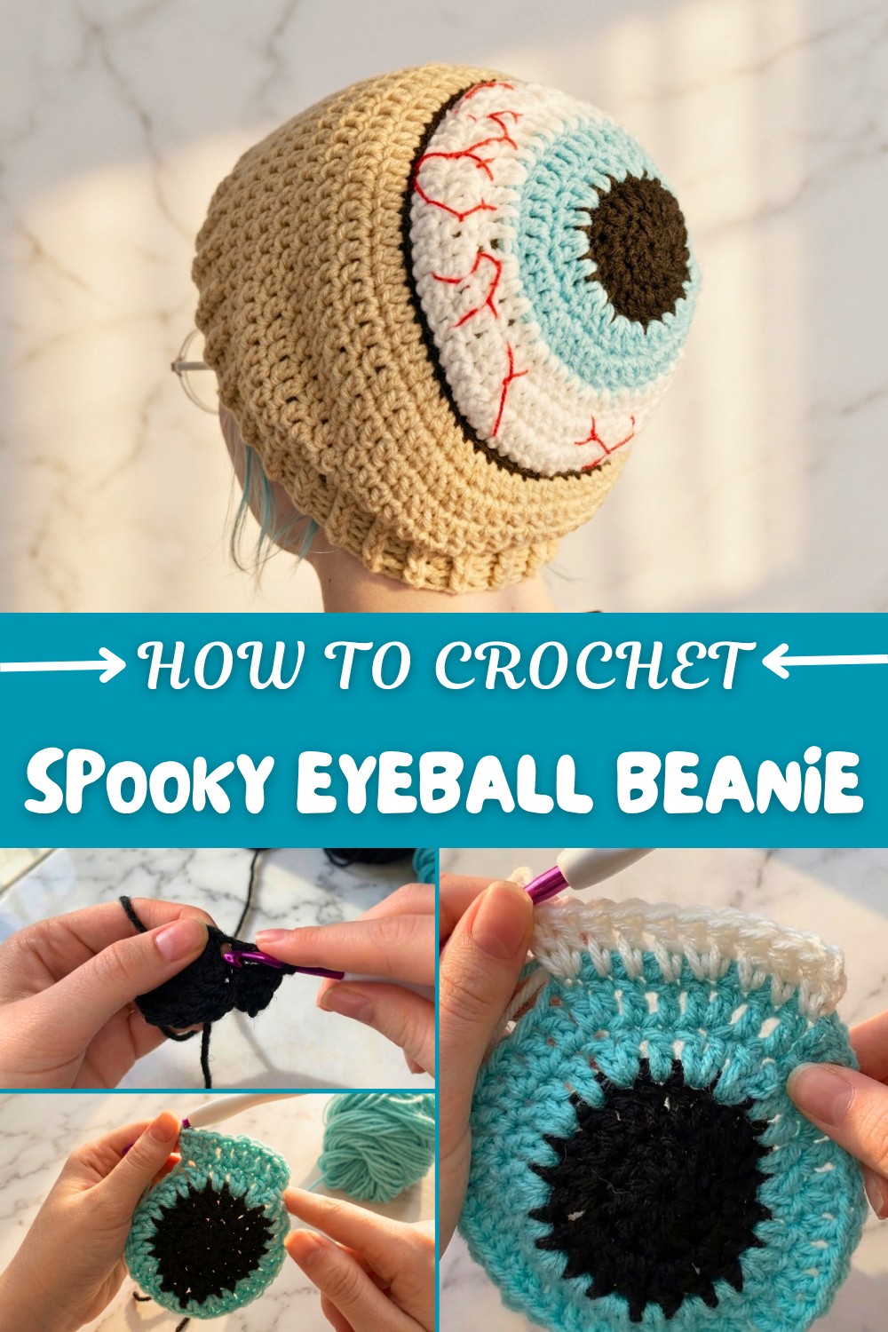 Crochet Spooky Eyeball Beanie Pattern