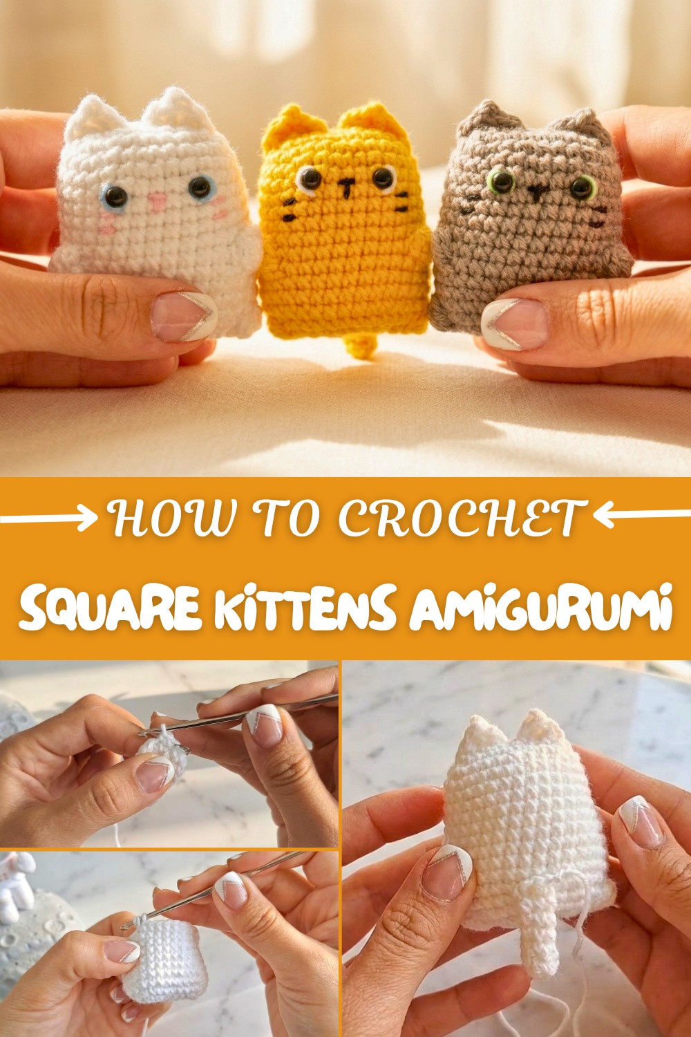 Crochet Square Kittens Amigurumi Pattern