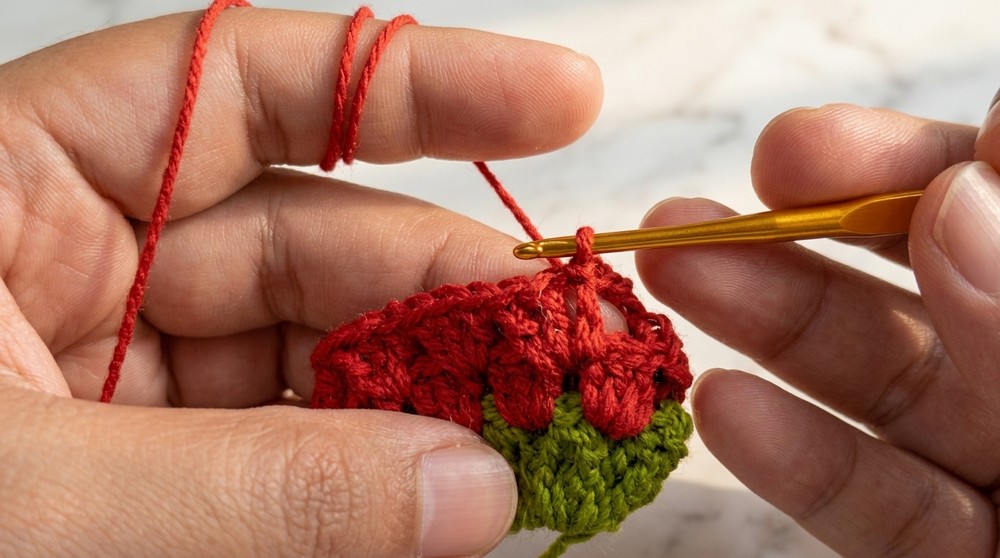 Crochet Strawberry Keychain Pattern 4