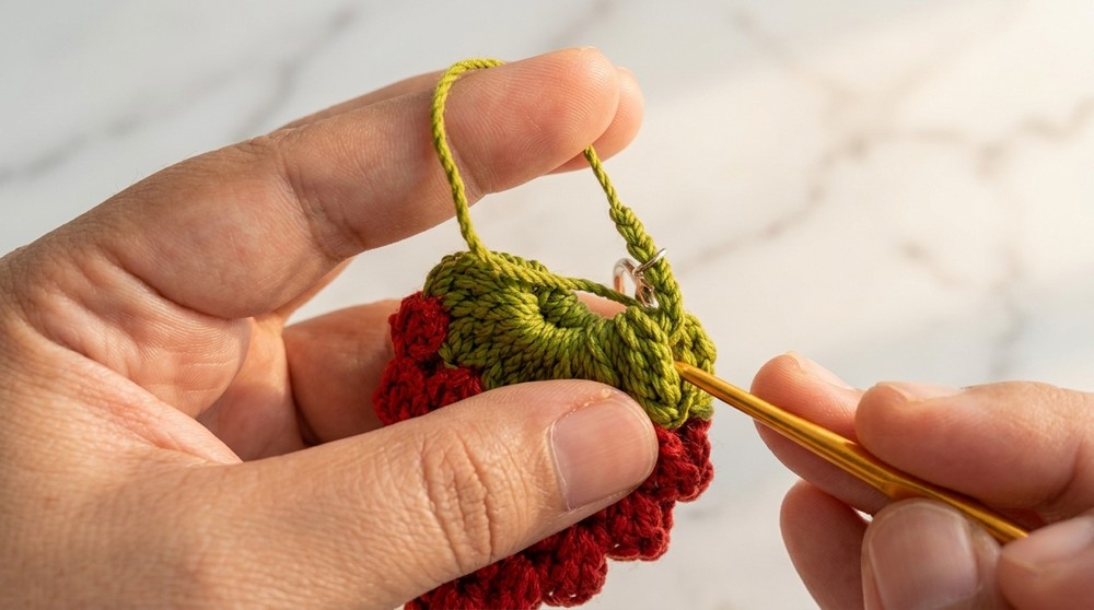 Crochet Strawberry Keychain Pattern 5