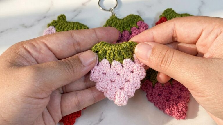 Crochet Strawberry Keychain Pattern 6