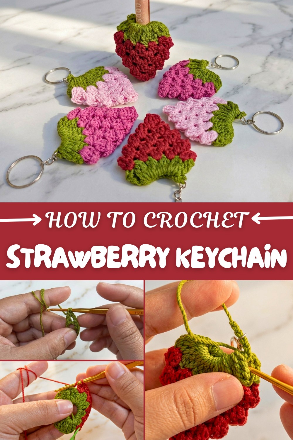 Crochet Strawberry Keychain Pattern