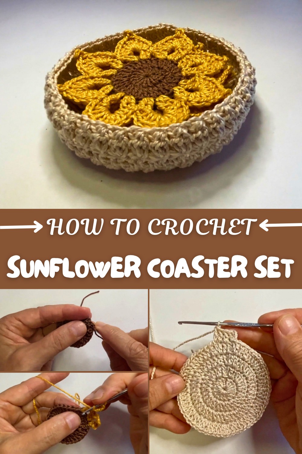 Crochet Sunflower Coaster Set Pattern