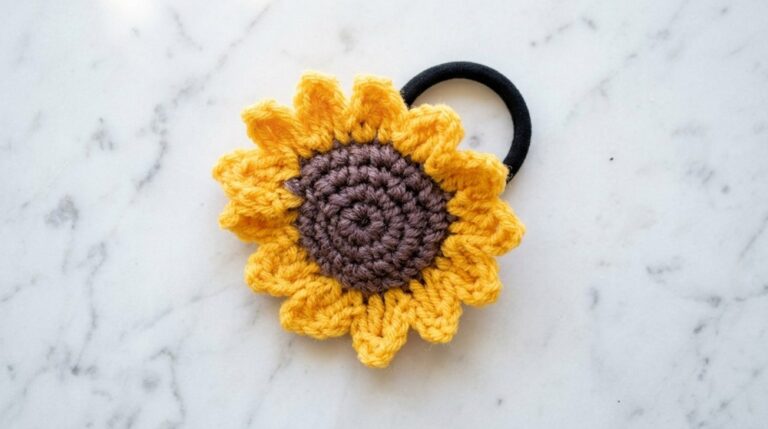Crochet Sunflower Hair Tie Pattern 5