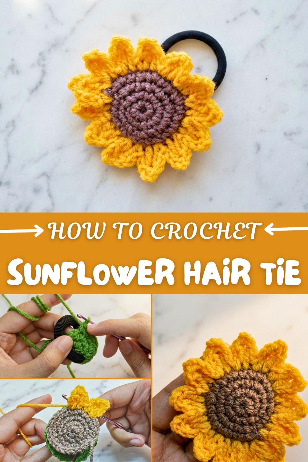 Crochet Sunflower Hair Tie Pattern