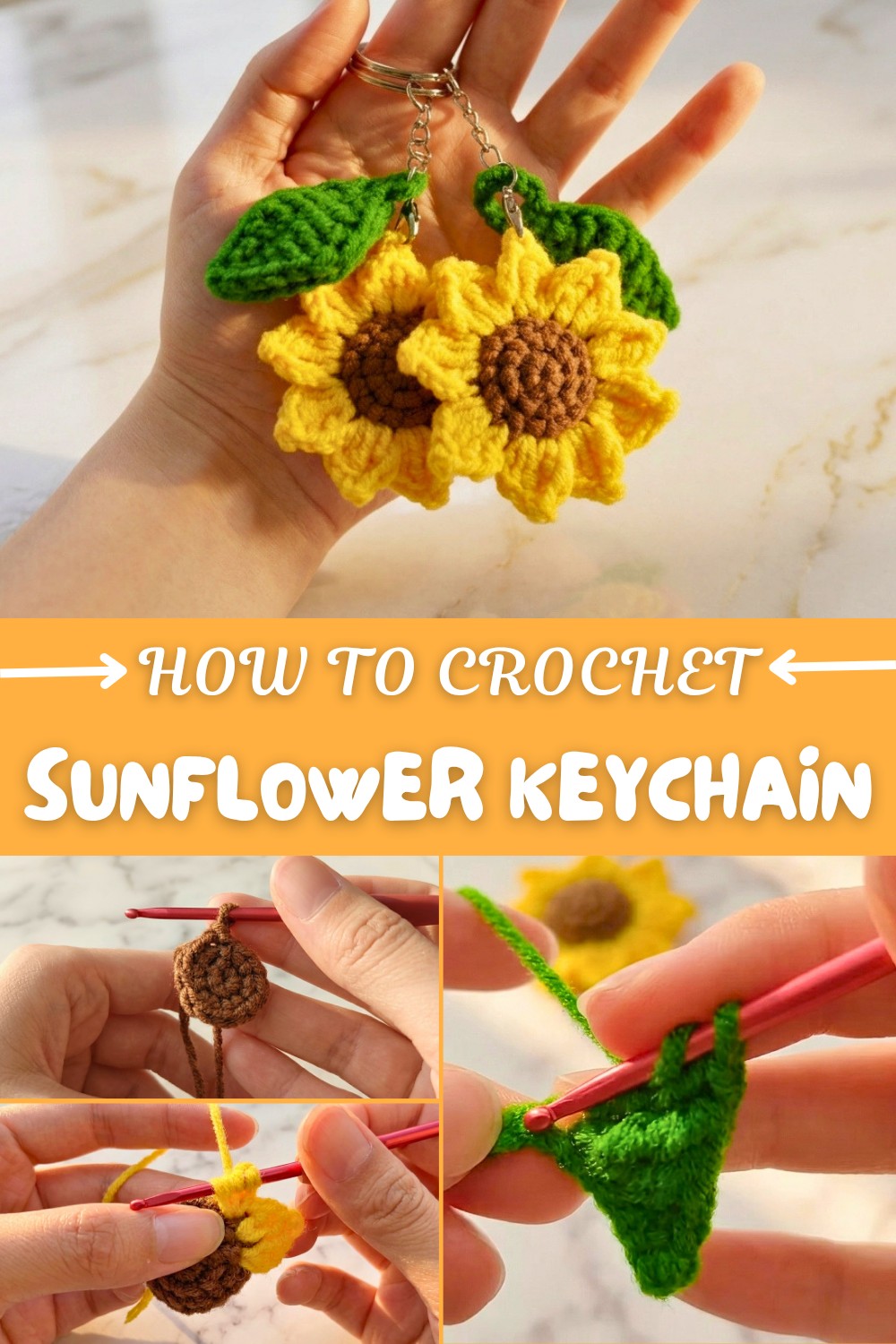 Crochet Sunflower Keychain Pattern